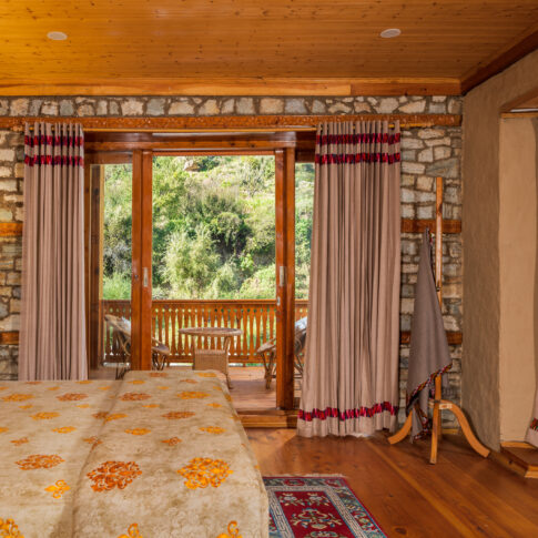 Room with at view at The Stone House, Tirthan Valley, Himachal Pradesh