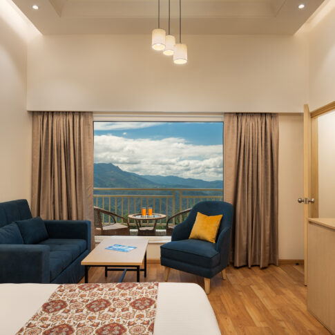 Suite Room with mountain view at Cassia Resort, Himachal Pradesh, India.