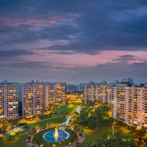 Twilight view at the Central Park Resort, Gurugram